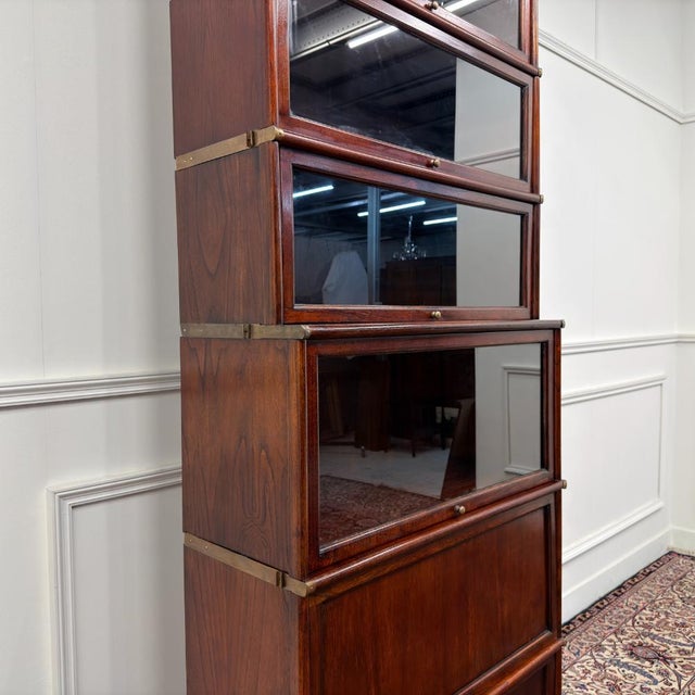 Wood English Bookcase in Brass, Glass, and Ash in the style of Globe-Wernicke For Sale - Image 7 of 13