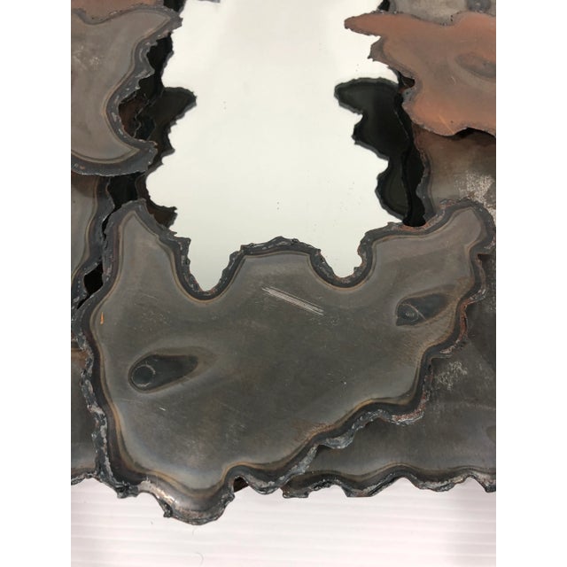 1970s Artist Signed Brutalist Metal Wall Mirror For Sale - Image 11 of 12