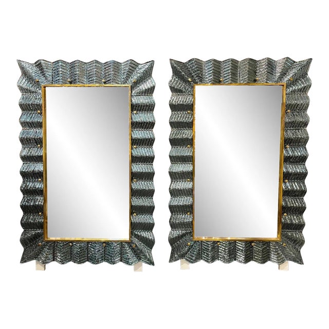 Modern Murano Glass & Brass Mirrors For Sale