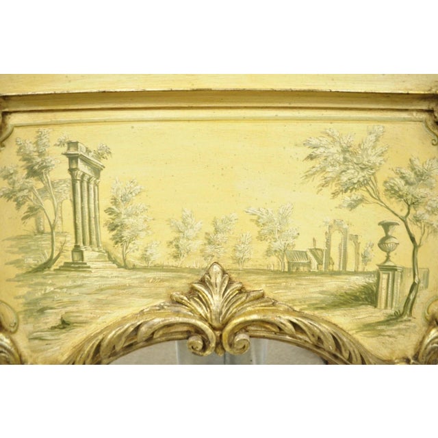 Antique Italian Neoclassical Giltwood Hand Painted 59" Trumeau Wall Mirror For Sale - Image 4 of 12