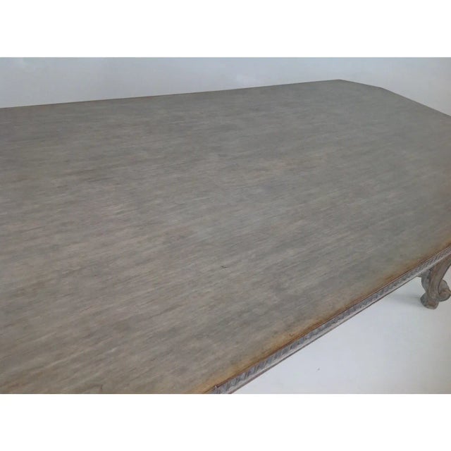 Large Shabby Chic Gray Ceruse Dining Table For Sale - Image 4 of 6