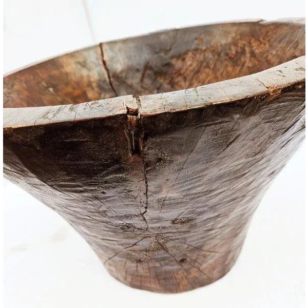 Wood Vintage Wooden Bowl Carved Out of a Tree Trunk For Sale - Image 7 of 11
