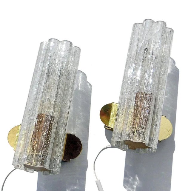 1970s Mid-Century Hand-Blown Glass and Brass Wall Sconces from Doria Leuchten, Germany, 1970s, Set of 2 For Sale - Image 5 of 7