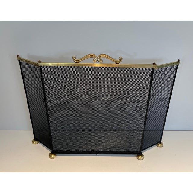 1970s Brass and Grilling Fireplace Screen For Sale - Image 10 of 12