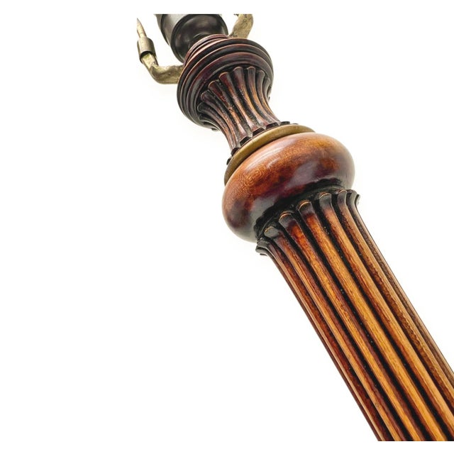 Neo-Classical Fluted Walnut Table Lamp on an Oval Base, 1940s For Sale - Image 6 of 18