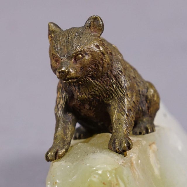 Figurative Antique Vienna Bronce Bear on a Crystal Rock For Sale - Image 3 of 6