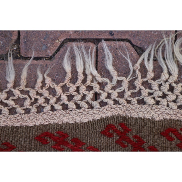 Red 1970s Traditional Stripe Design Handmade Turkish Kilim Runner Rug For Sale - Image 8 of 9