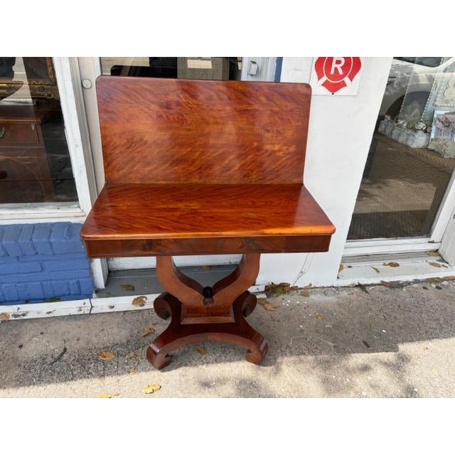 Antique American Solid Mahogany Game Card Table, 19th Century For Sale - Image 4 of 5