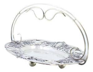 Silver Candy Box with Cut-Out Floral Motifs and Monogram Cards