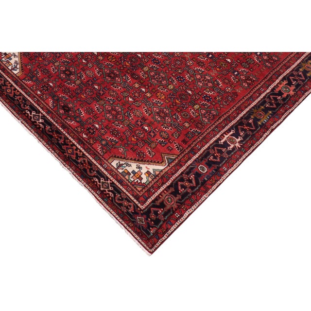 Transitional Antique Red Medallion Runner Rug Hand-Knotted Wool Rug – 5.10 X 10.3 For Sale - Image 3 of 7