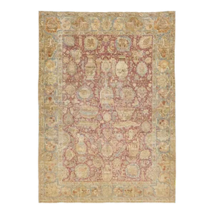Antique Persian Tabriz Wool Rug With Red Allover Design From the 1900s
