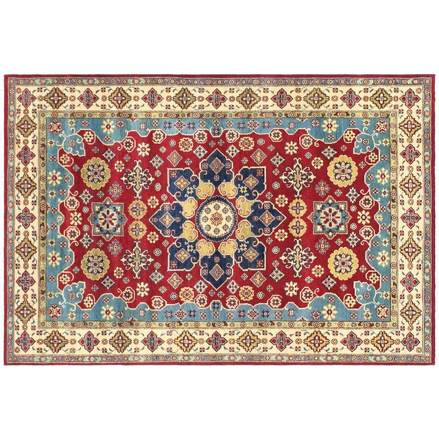 Rustic Kazak Red/Beige Wool Rug - 5'10''x8'9'' For Sale - Image 9 of 10