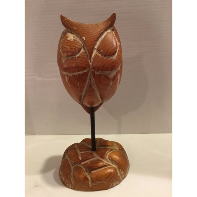 Vintage Hand Carved Pine Owl on Stand For Sale In Detroit - Image 6 of 8