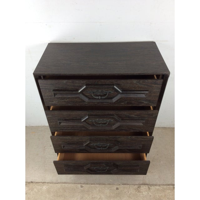 Mid Century Modern Four Drawer Highboy Dresser With Black Stained Finish For Sale - Image 9 of 17