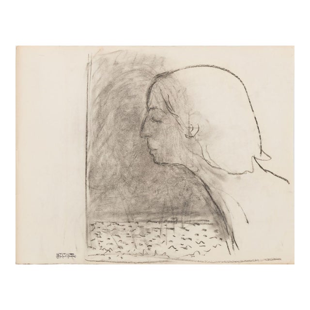 Manfred Schwartz Portrait of a Woman Charcoal For Sale