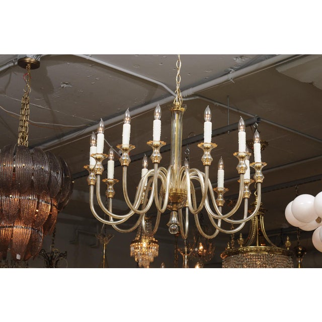 Transparent Stunning 12-Light Venetian Glass Chandelier - 1960s, Italy For Sale - Image 8 of 17