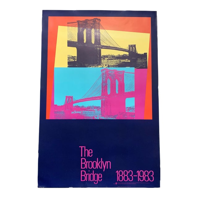 Rare Vintage Andy Warhol 1983 Lithograph Print Pop Art Poster Brooklyn Bridge For Sale