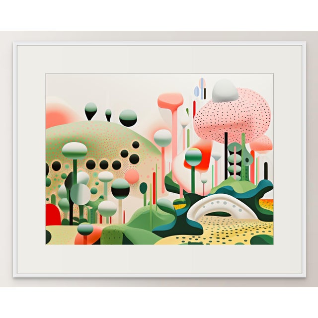 Contemporary 32" X 24" Contemporary 'Landscape' in the Style of Yayoi Kusama - Limited Edition Fine Art Print, Unframed For Sale - Image 3 of 4