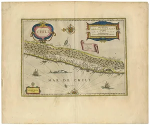Antique Map of Chili by W. Blaeu, 1658