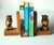 Handcarved wooden owl book ends - a pair - in excellent vintage condition with minimal traces of age and use - vintage...