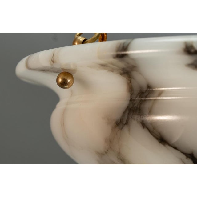 French Art Deco Black Veined Alabaster and Bronze Pendant Light, 1920s For Sale - Image 14 of 18