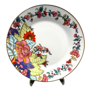 Imperial Leaf Tobacco Leaf 7.5" Salad Plate Floral Gold Trim China