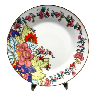 Late 20th Century Imperial Leaf Tobacco Leaf Salad Plate Floral Gold Trim China For Sale