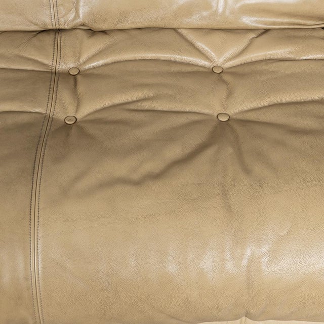 Italian Beige Soriana Leather Sofa by Tobia Scarpa for Cassina, 1980 For Sale - Image 15 of 18
