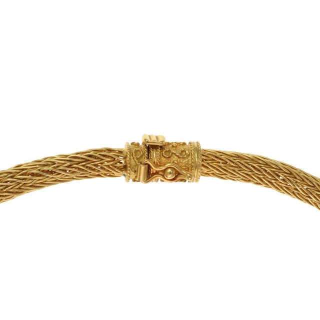 Estate Diamond Ruby 18k Gold 2 Ram Head Pendant Weave Necklace 132g For Sale In Miami - Image 6 of 7