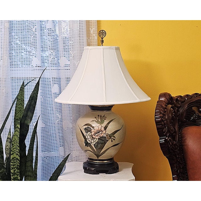 Vintage Heyward House Chinoiserie Floral Ceramic Ginger Jar Table Lamp For Sale - Image 18 of 18