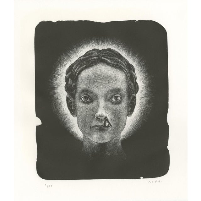 Thomas ott die heilige (la sainte), 2018 mezzotint lithograph on bfk rives paper 270 g edition of 35 copies, signed and...