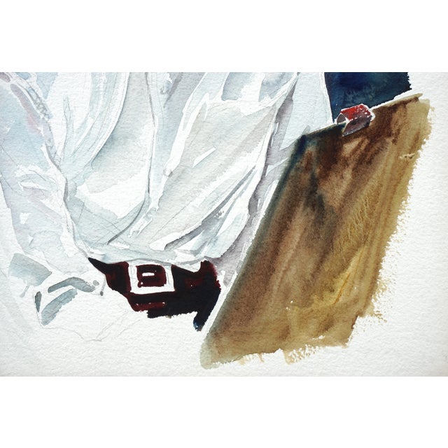 Joseph Yeager Portrait of an Art Student (Unfinished) Impressionist Watercolor mid-1960s For Sale - Image 4 of 5