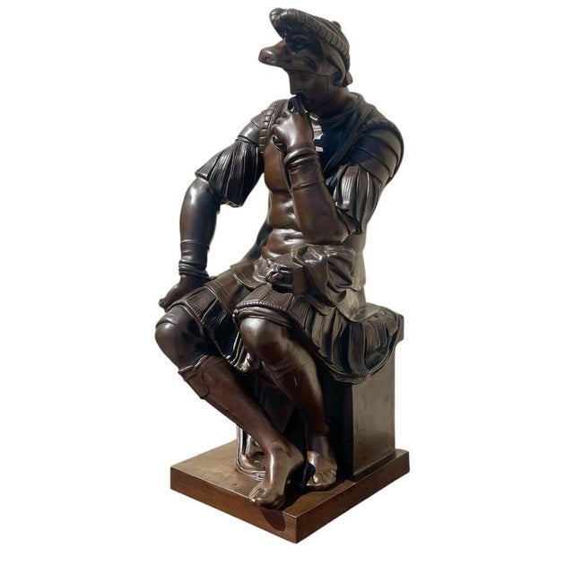 After Michelangelo Buonarotti, Lorenzo de Medici, Bronze For Sale - Image 6 of 6