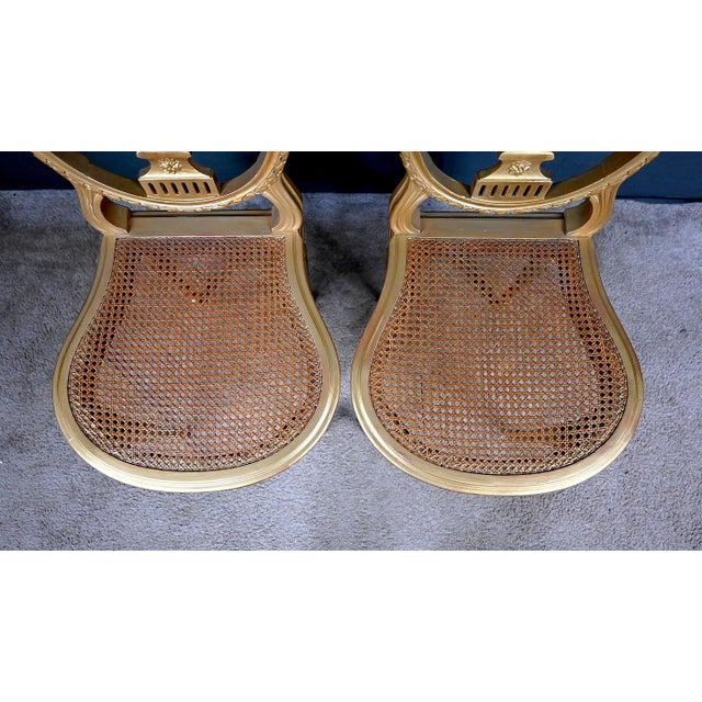 Early 20th Century Louis XVI Style Gilded Wood Chairs, Set of 2 For Sale - Image 9 of 18