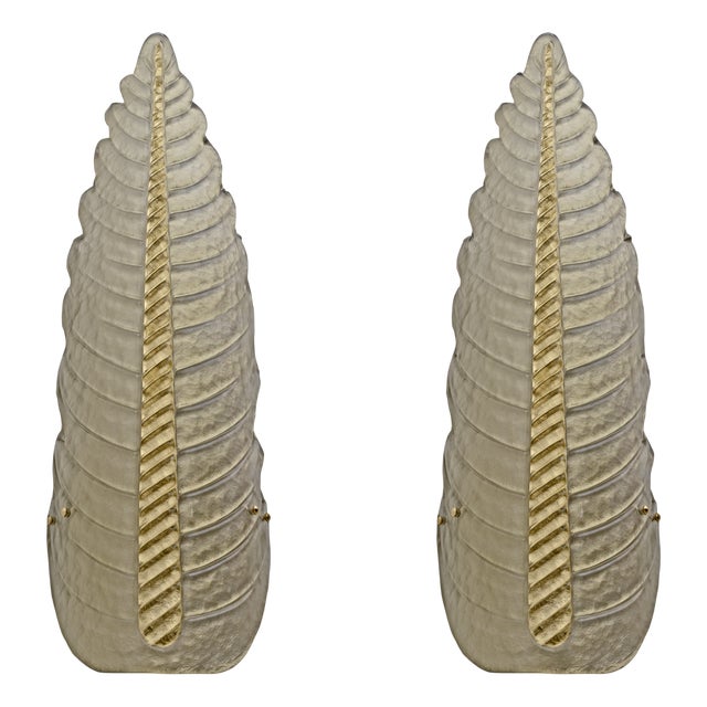 Mid-Century Modern Murano Glass Gold Yellow Big Leafs Sconces, 2000, Set of 2 For Sale