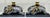 Charming vintage Petites Choses pewter sleeping pig candle holders, sold as a matched pair and mounted on rich green...