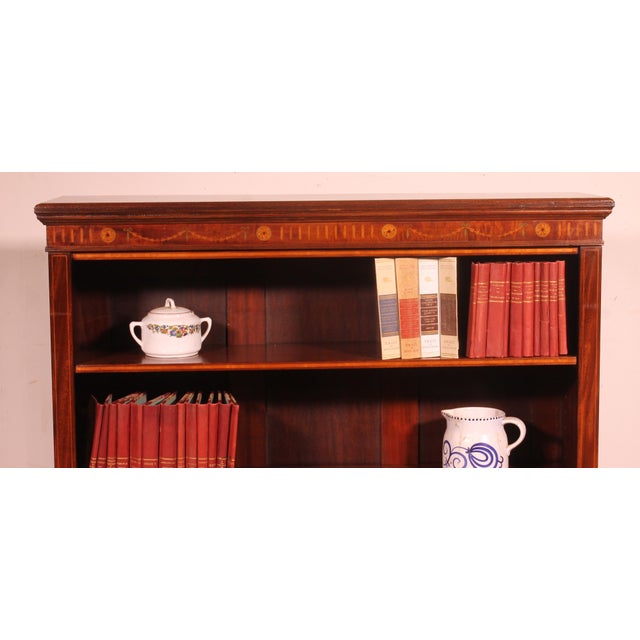 19th Century Mahogany and Inlays Open Bookcase For Sale - Image 3 of 14