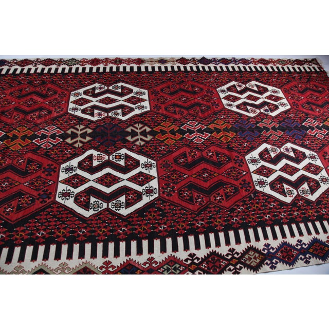 1940s 1940s Authentic Tribal Handwoven Kilim for Floor – Family Made Stitched Together - 6' 5'' X 13' 11'' For Sale - Image 5 of 14