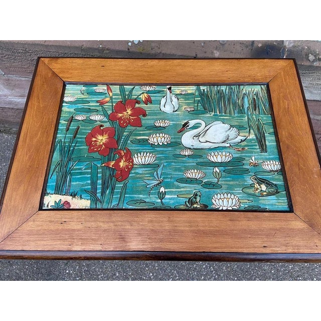 Art Nouveau wooden Art Nouveau tea table side table 1910 Wooden pedestal table. It is made of beech wood with a tablet & 1...