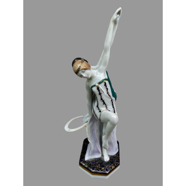 German Ens Porzellan Volkstedt Art Deco 11" Porcelain Statue Figurine of Dancers For Sale - Image 9 of 12