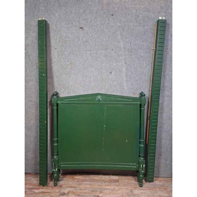 Wood Directoire Bed in Green Painted Wood For Sale - Image 7 of 7