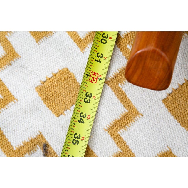 1960s Mid Century Danish Modern Rocking Chair Attributed to Benny Linden Teak Floating White Wool MCM For Sale - Image 11 of 12