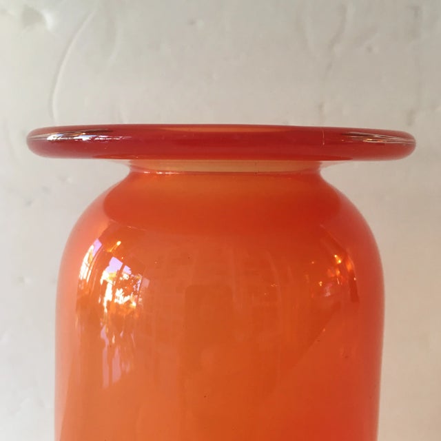Orange Hand - Blown Art - Glass Vase For Sale - Image 4 of 9