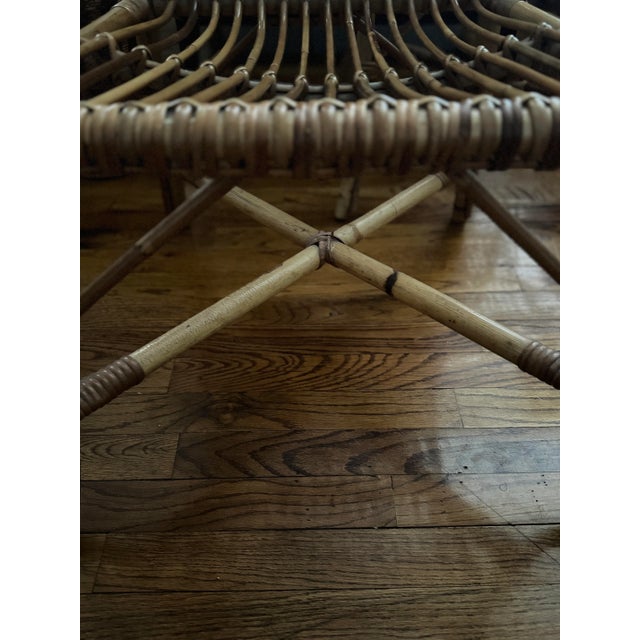 Mid-Century Modern Pair of 1970s Wrapped-Cane Rattan Armchair, Vintage Coastal For Sale - Image 3 of 5