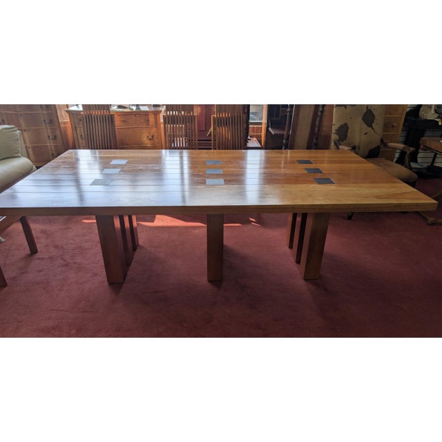 Late 20th Century Monumental Studio Crafted Dining Table & 8 Chairs, Cherry Wood & Tile For Sale In Atlanta - Image 6 of 18