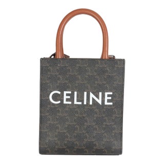 Brown Triomphe Canvas Mini Vertical Cabas For Sale