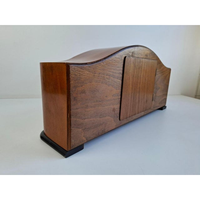 Art Deco Mantel Clock in Wood with Chiming Mechanical Movement, 1930 For Sale - Image 10 of 18