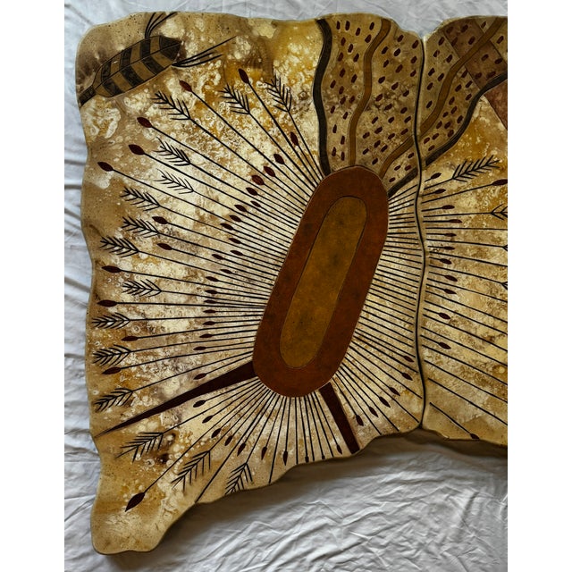 A striking monumental three-panel wall sculpture titled “Smokey Moon Shelter” by R. Earnhart, signed and dated 1993 on the...