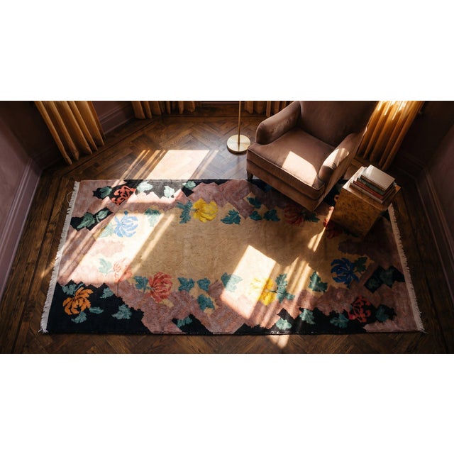 1920s Beige Floral Antique Chinese Art Deco Rug 2' X 3'10'' by Nichols Workshop Wool Knotted Carpet For Sale - Image 11 of 12
