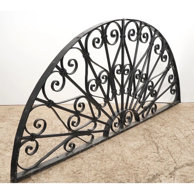 Metal Mid 20th Century Reclaimed French Wrought Iron Arch Transom For Sale - Image 7 of 8